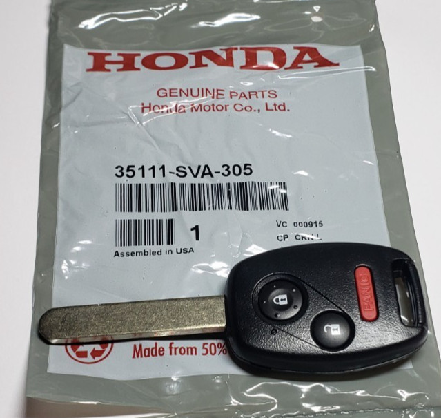 * OEM P/N 35111-SVA-305 * Key, Immobilizer & Transmitter (Blank) - Genuine HONDA