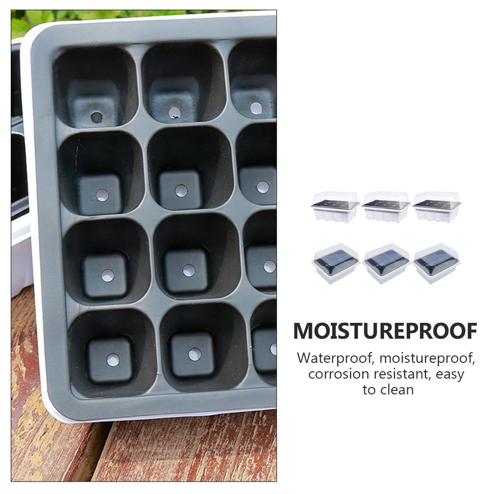 6 Pcs Plastic Plant Starter Trays Boxes for Vegetable Germination Gardening