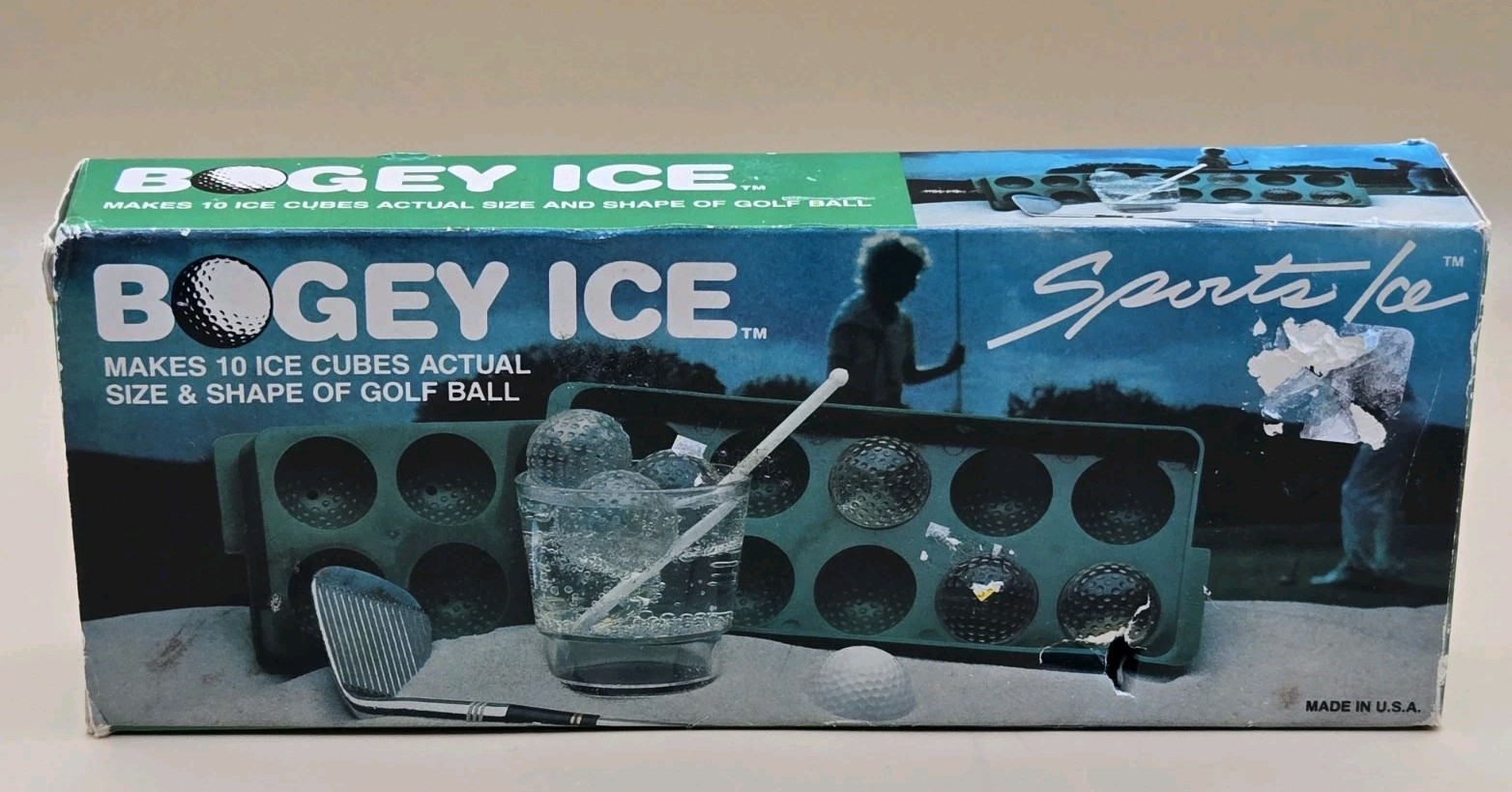 VTG. Party Talk Bogey Ice Makes 10 Cubes in Actual Shape & Size of Golf Ball USA