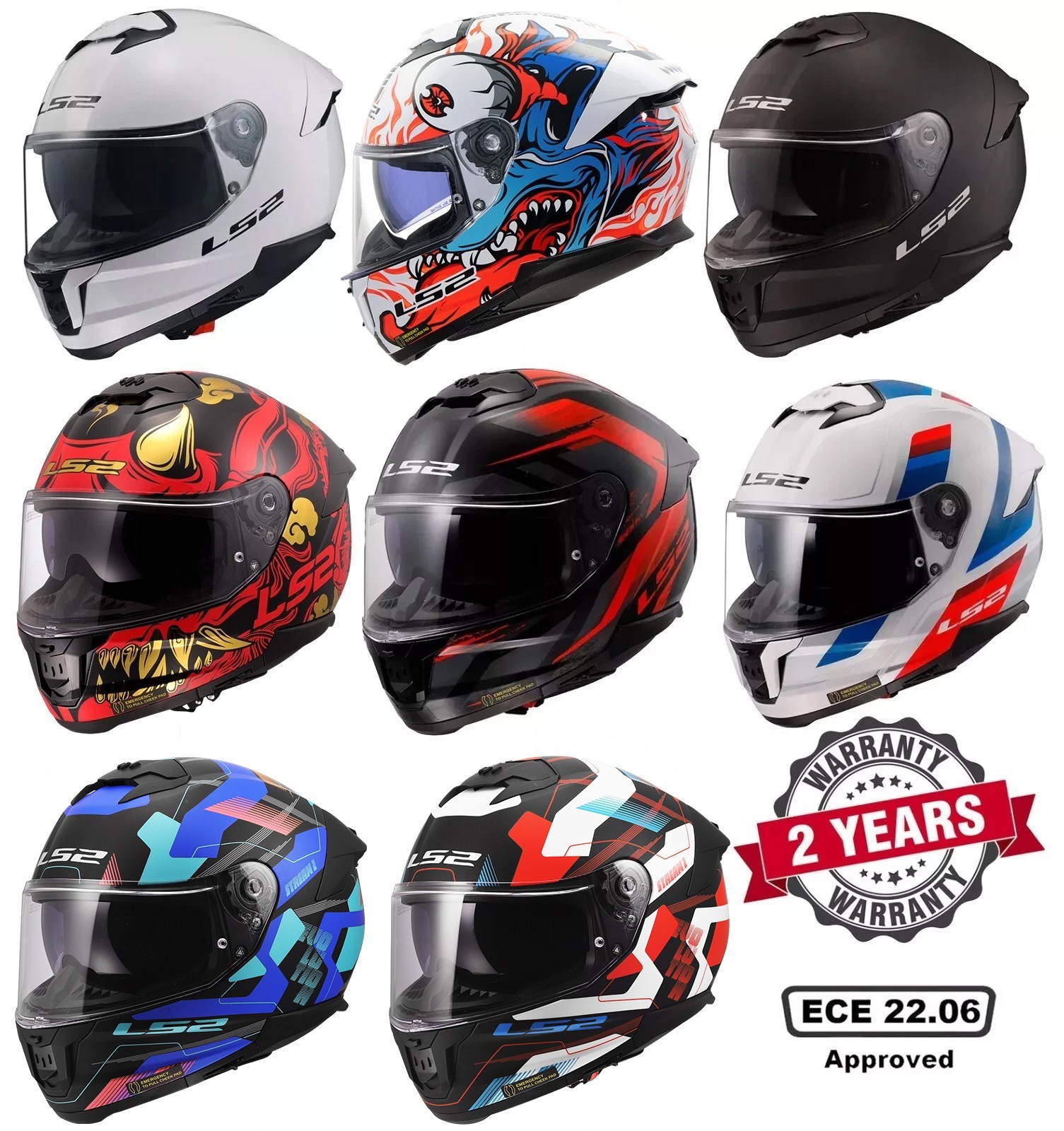 LS2 FF808 STREAM II FULL FACE ECE22.06 ACU GOLD DUAL VISOR MOTORCYCLE HELMET