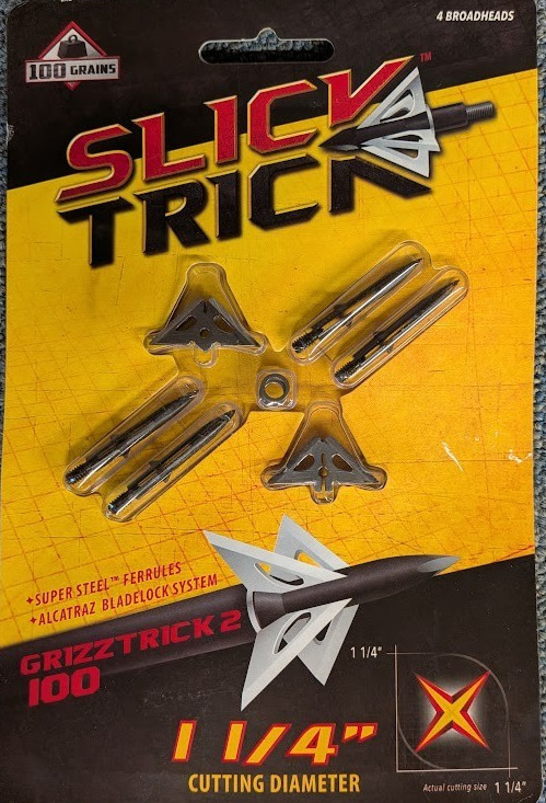 @NEW@ 4pk. Slick Trick GrizzTrick 2 100 Broadheads 1 1/4" Cutting Diameter 4 Bld