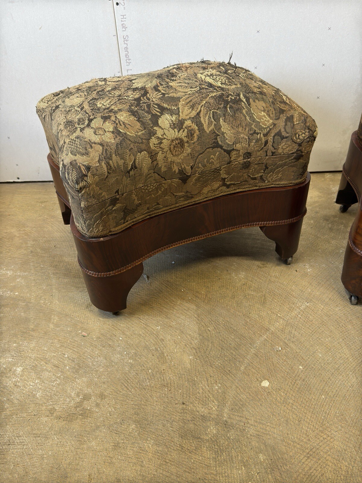 antique empire mahogany foot stools bench PAIR window seats Classical