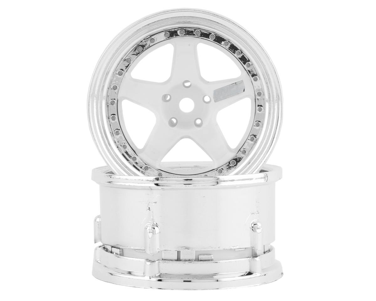 DS Racing Drift Element 5 Spoke Drift Wheels (White & Chrome) (2) [DSC-DE-010]