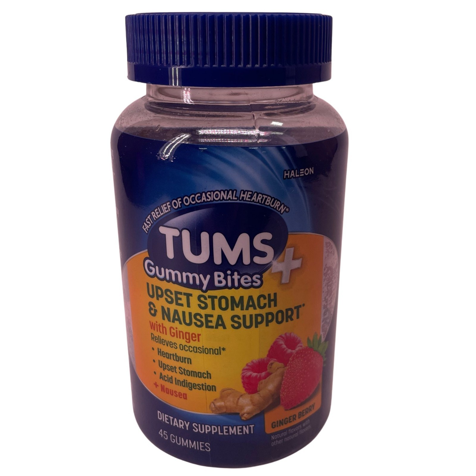 TUMS Gummy Bites Ginger Berry 45 Ct 1 Pack New Exp 08/2027