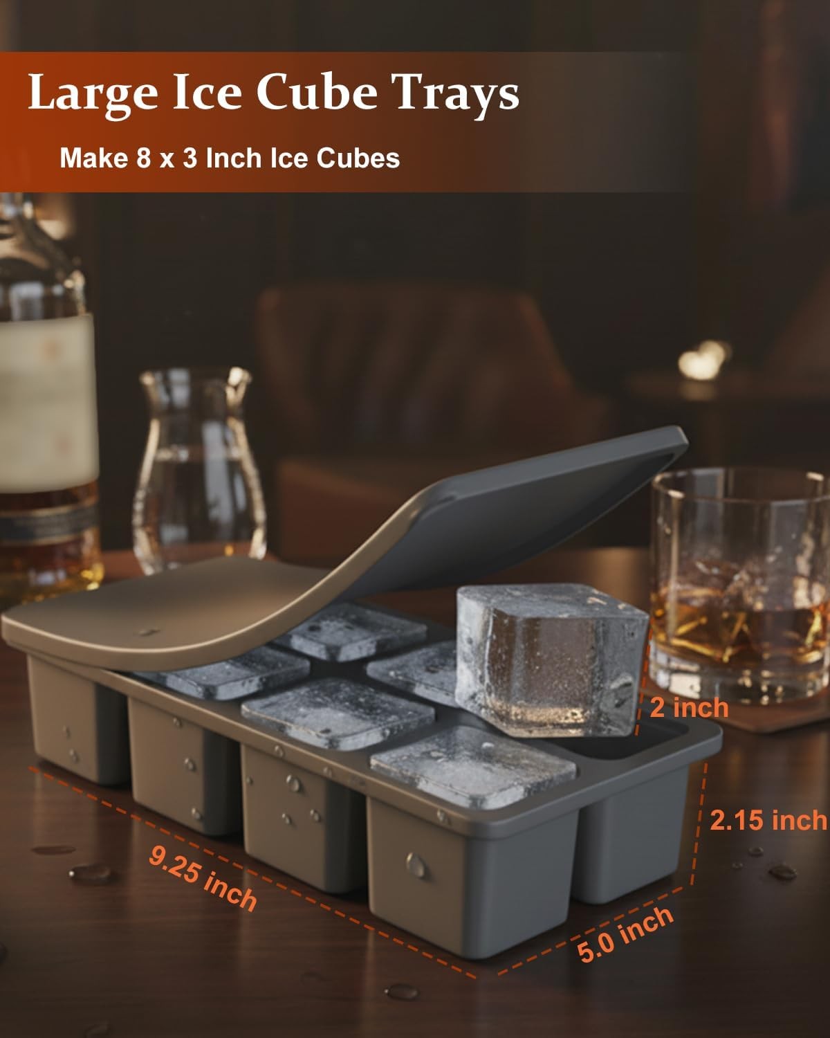 ZDPMK 3 Pack Large Silicone Ice Cube Trays With Lids
