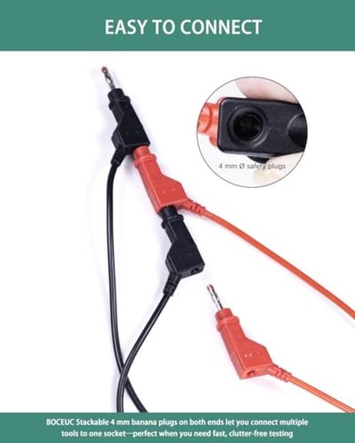 Multimeter Test Leads 4mm Stackable Banana to Banana Plug with Multicolored