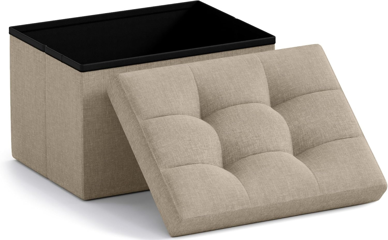 Small Storage Ottoman Foldable Collapsible Rectangle Linen Ottoman Foot Rest Sto