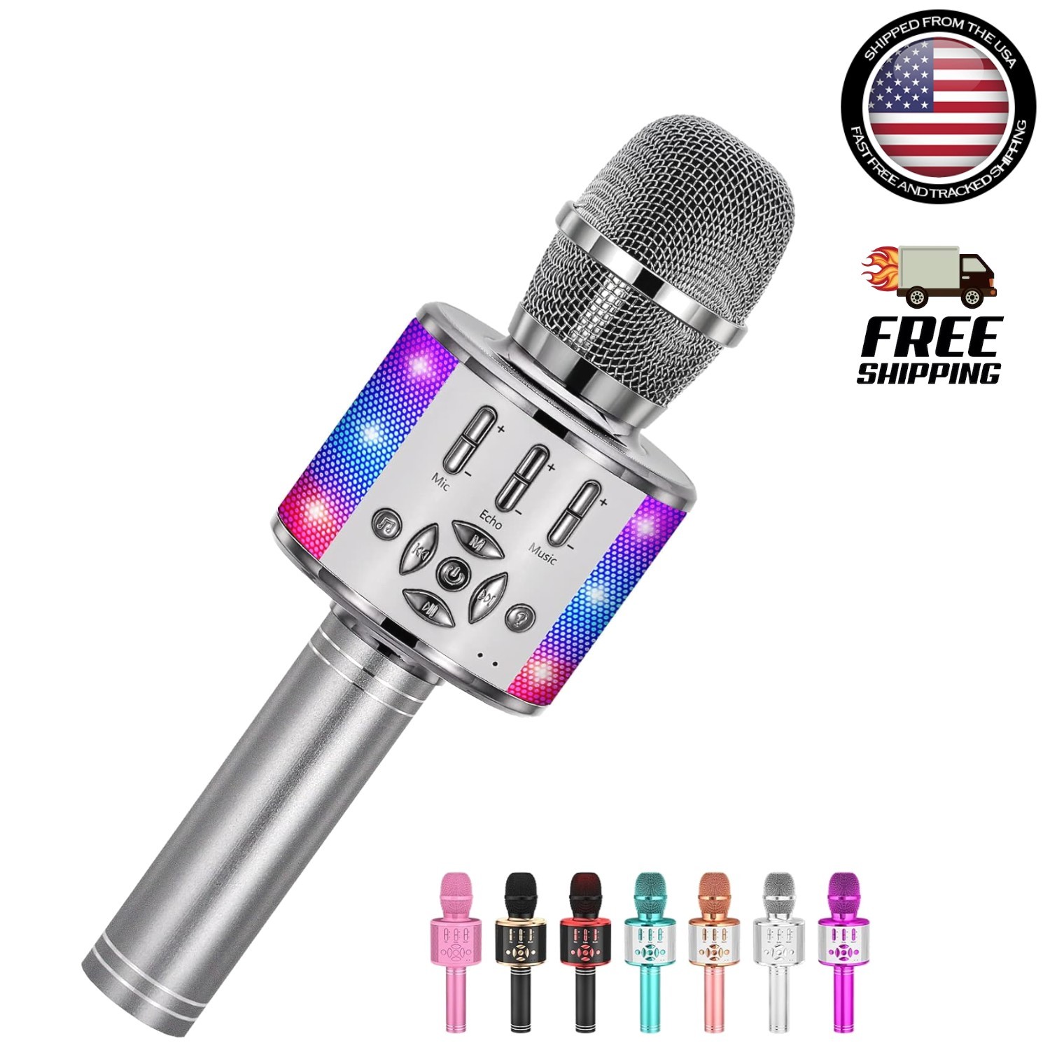 Bluetooth Karaoke Microphone Toy with Rechargeable Battery - Ideal for Parties