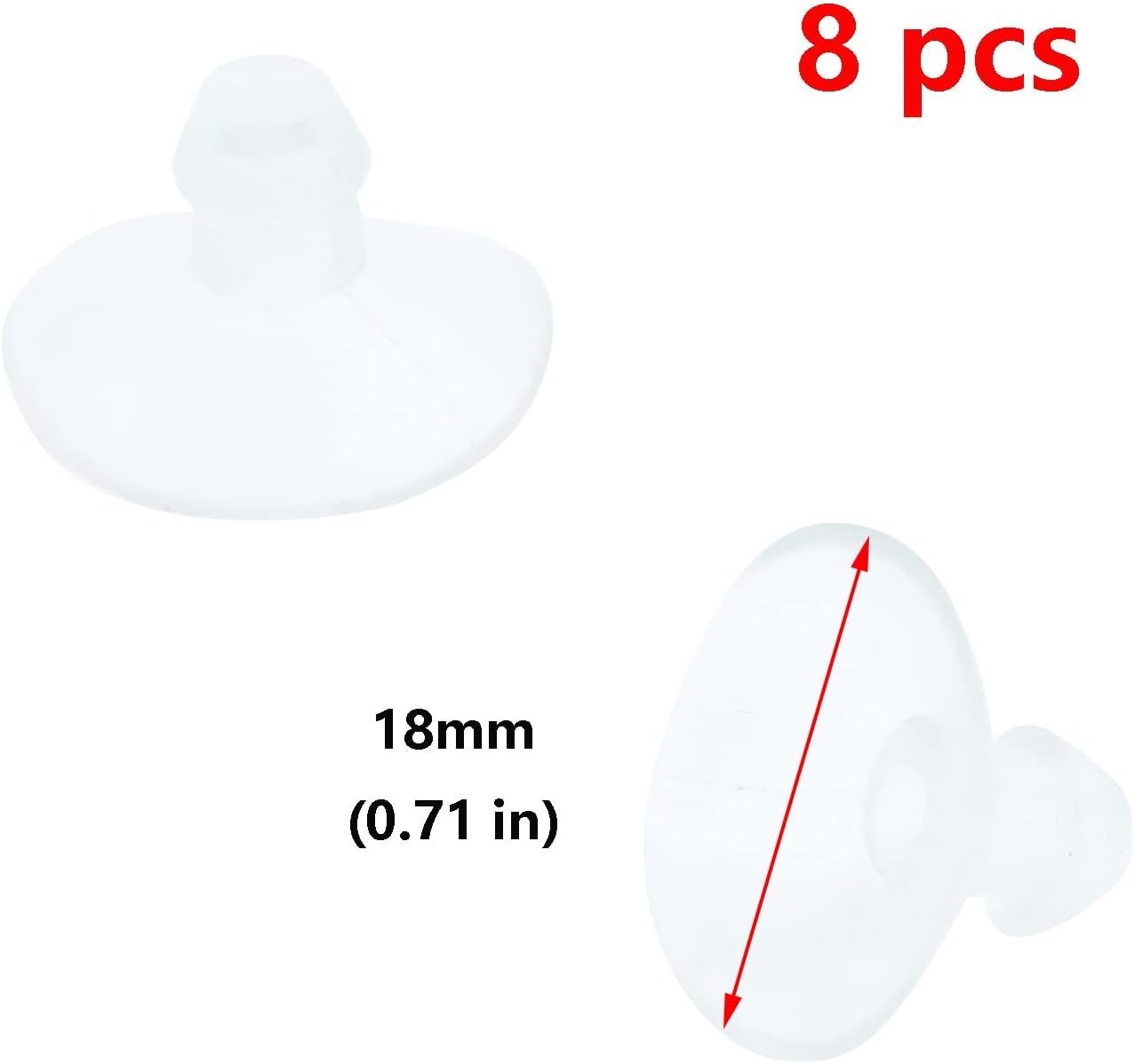 Versatile 18mm Clear Rubber Suction Cups for Smooth Surface Attachment - 8 Pack