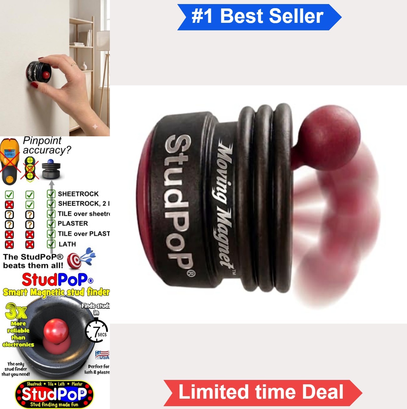 Magnetic Stud Finder 1 Inch Magnet Plaster Drywall Tile Visual Cue Works