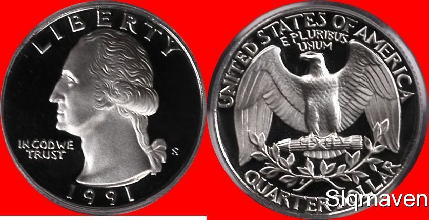 1991 S Washington Quarter Deep Cameo Gem Proof