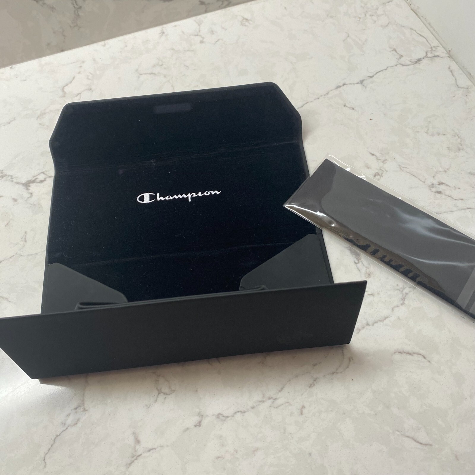 Champion Black Sunglasses Triangular Foldable Hard Case with Cleaning Cloth
