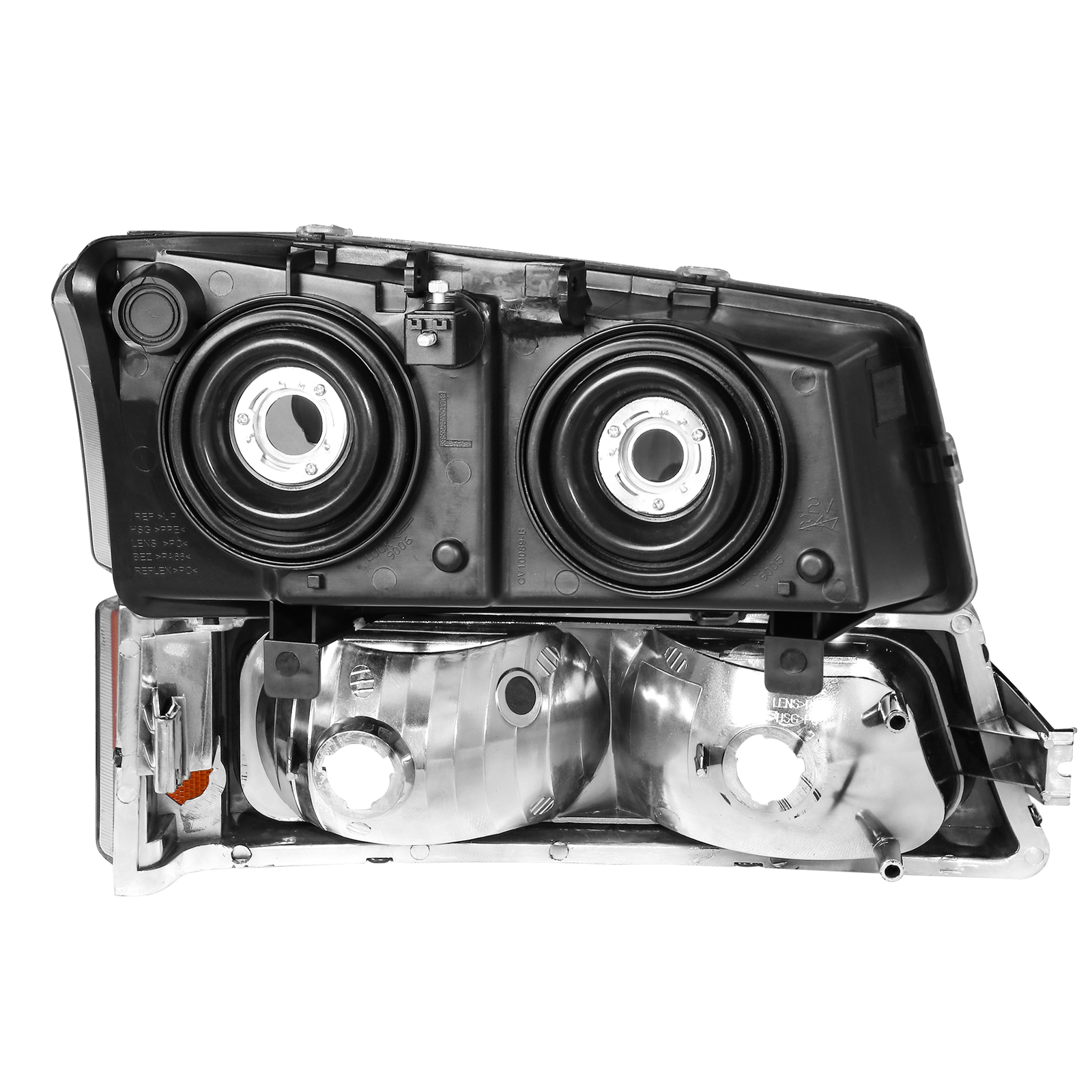 For 2003-2006 Chevy Silverado Chrome Housing Headlights & Red Tail Lights