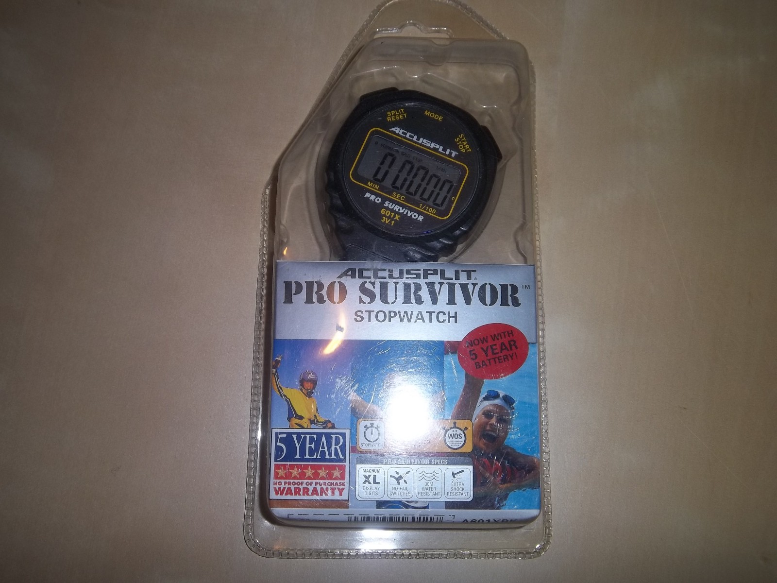 Accusplit Pro Survivor 601X Stopwatch – XL Display, Shock-Resistant | New Sealed