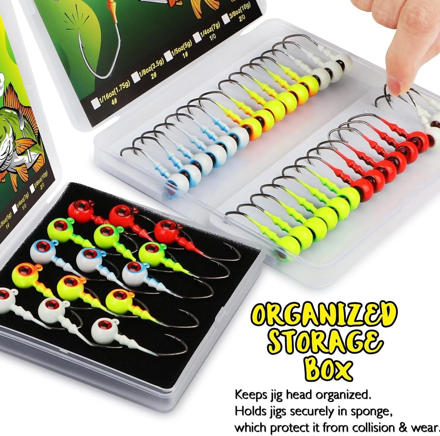 LUCKYFISHING Jig Heads Crappie Jigs Walleye for 1/5oz(5g)-1#-15pcs