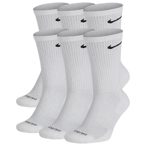 NIKE Dri-FIT Everyday Training 6-Pack Crew Socks Large (8-12) White