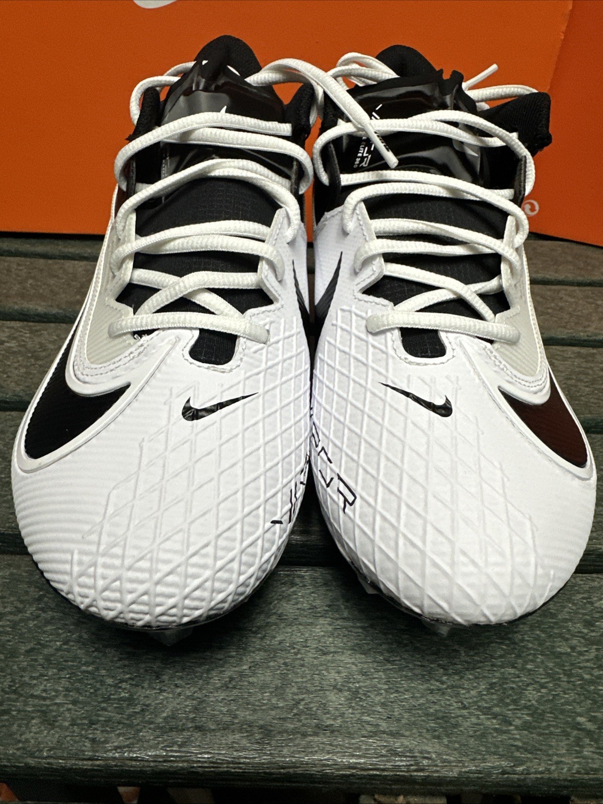Nike Vapor Edge Elite 360 2 White Black Football FJ6125-004 Men Sz Wide 10-11.5