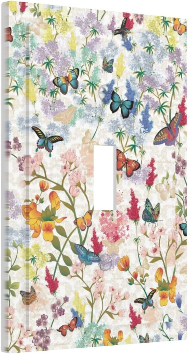 Boho Colorful Butterfly Flowers 1 Gang Light Switch Covers Single Toggle Wall Pl