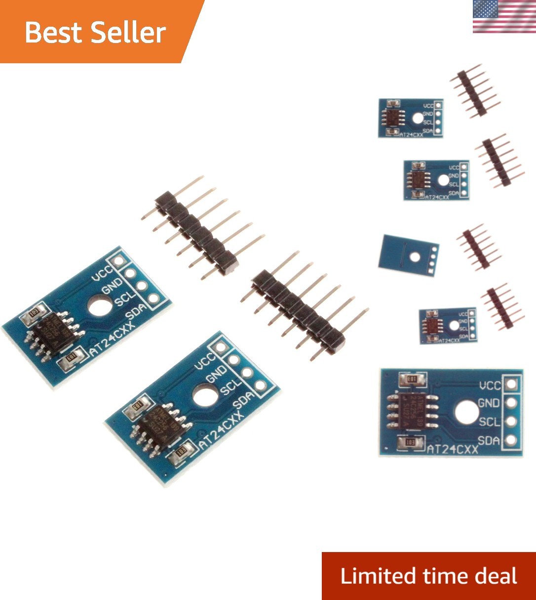 Blue AT24C256 I2C EEPROM Modules - 2 Pack for Seamless Microcontroller Setup