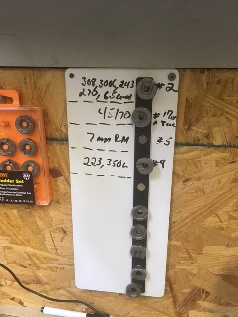 RCBS / Lee / Lyman / MEC / shell holder magnetic dry erase board
