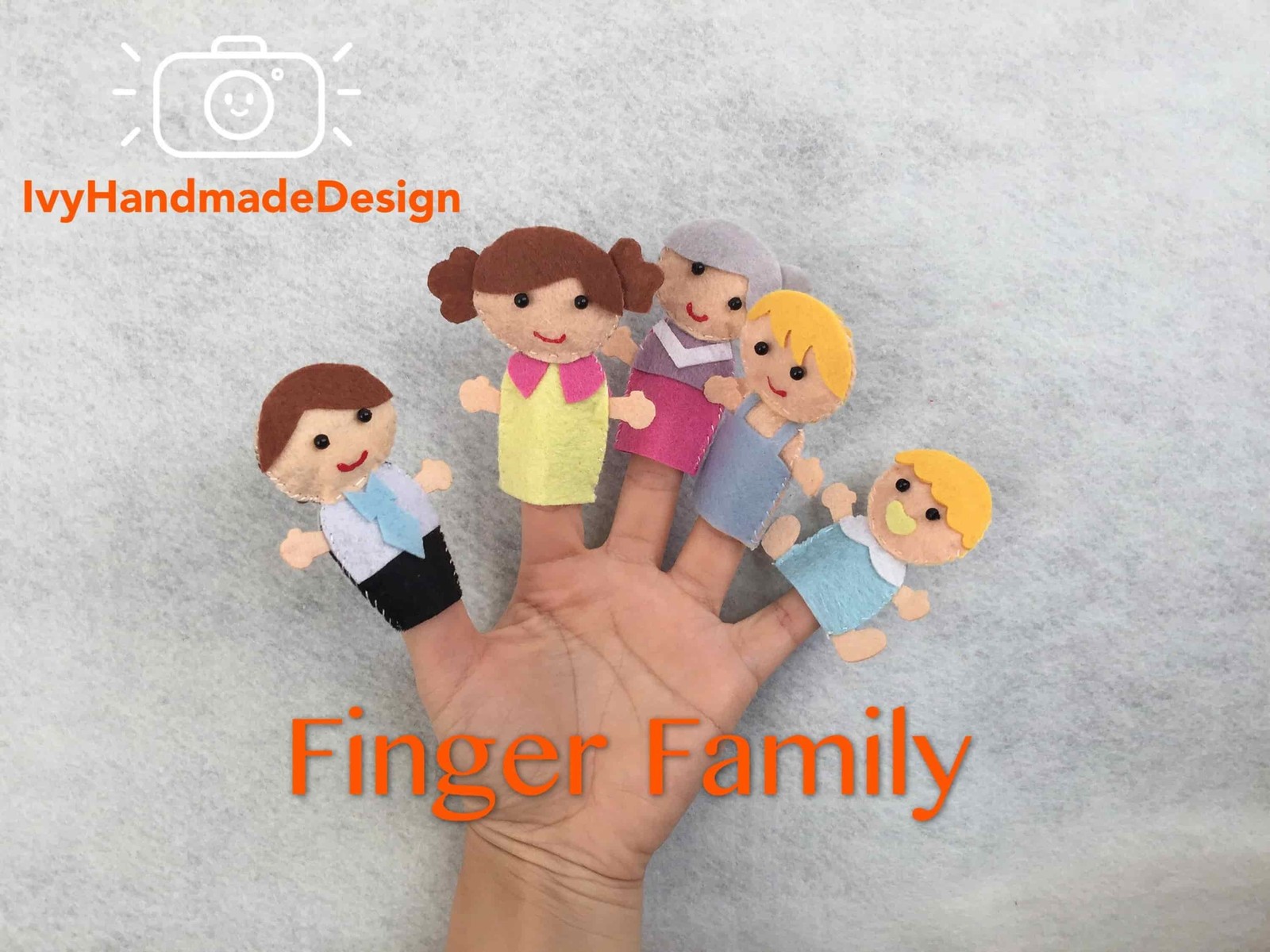Personalized Family Finger Puppet Set | Handmade Felt Finger Family Puppets
