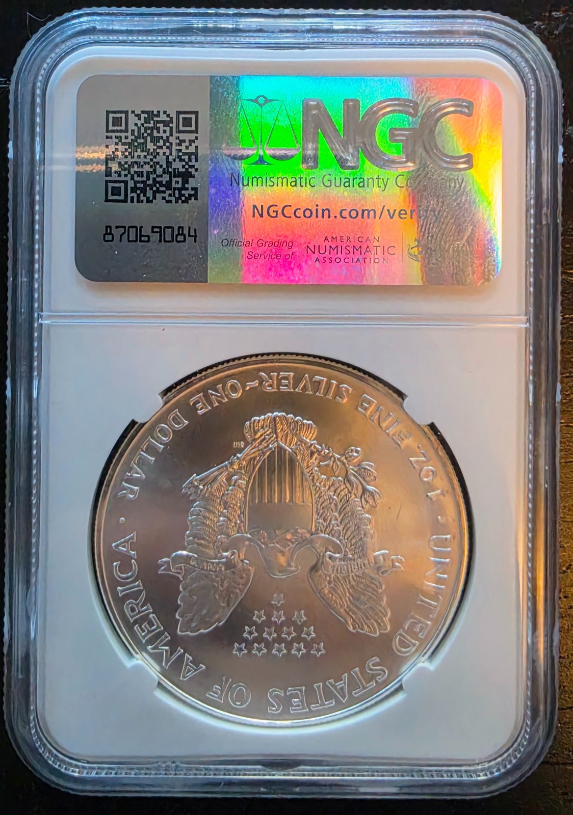 2000 $1 SILVER EAGLE NGC GEM UNCIRCULATED JOHN MERCANTI SIGNED FLAG LABEL