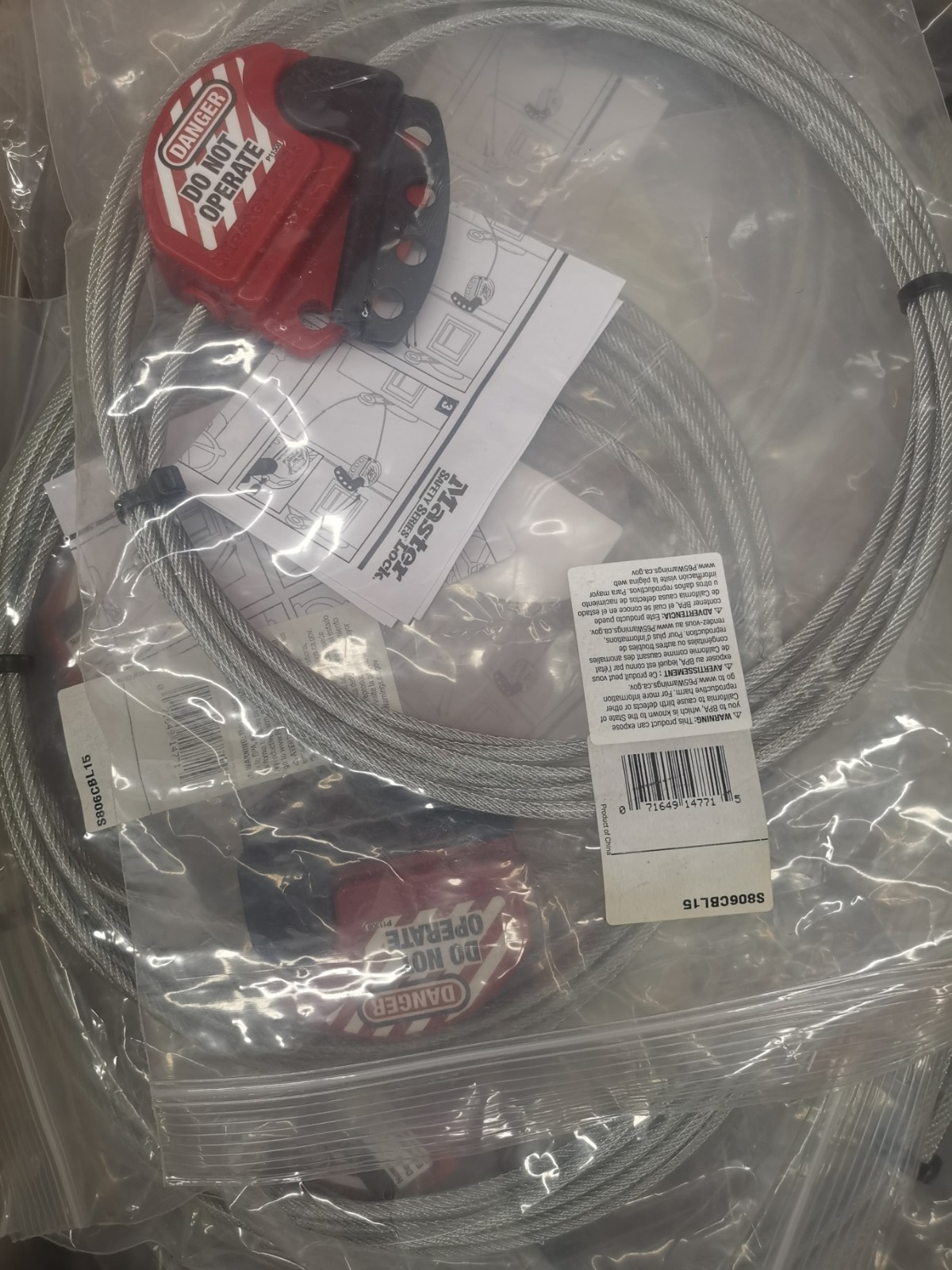 2x Master Lock S806CBL15 Cable Lockout, 15ft Steel Cable, Safety Series -m1s2 yy