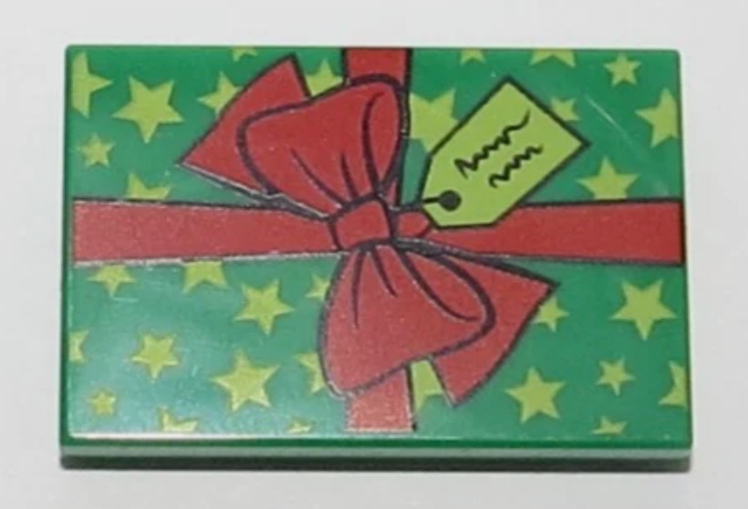 LEGO Green Present Gift Red Bow  Tile 2x3 Minifigure  BAM 2024 NEW