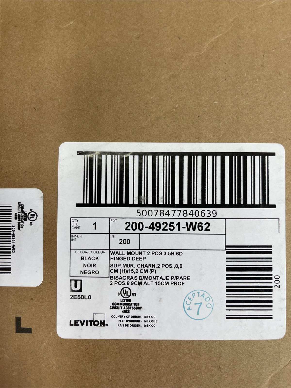 NEW- Leviton 200-49251-W62  2-Position Hinged Wall-Mount Bracket