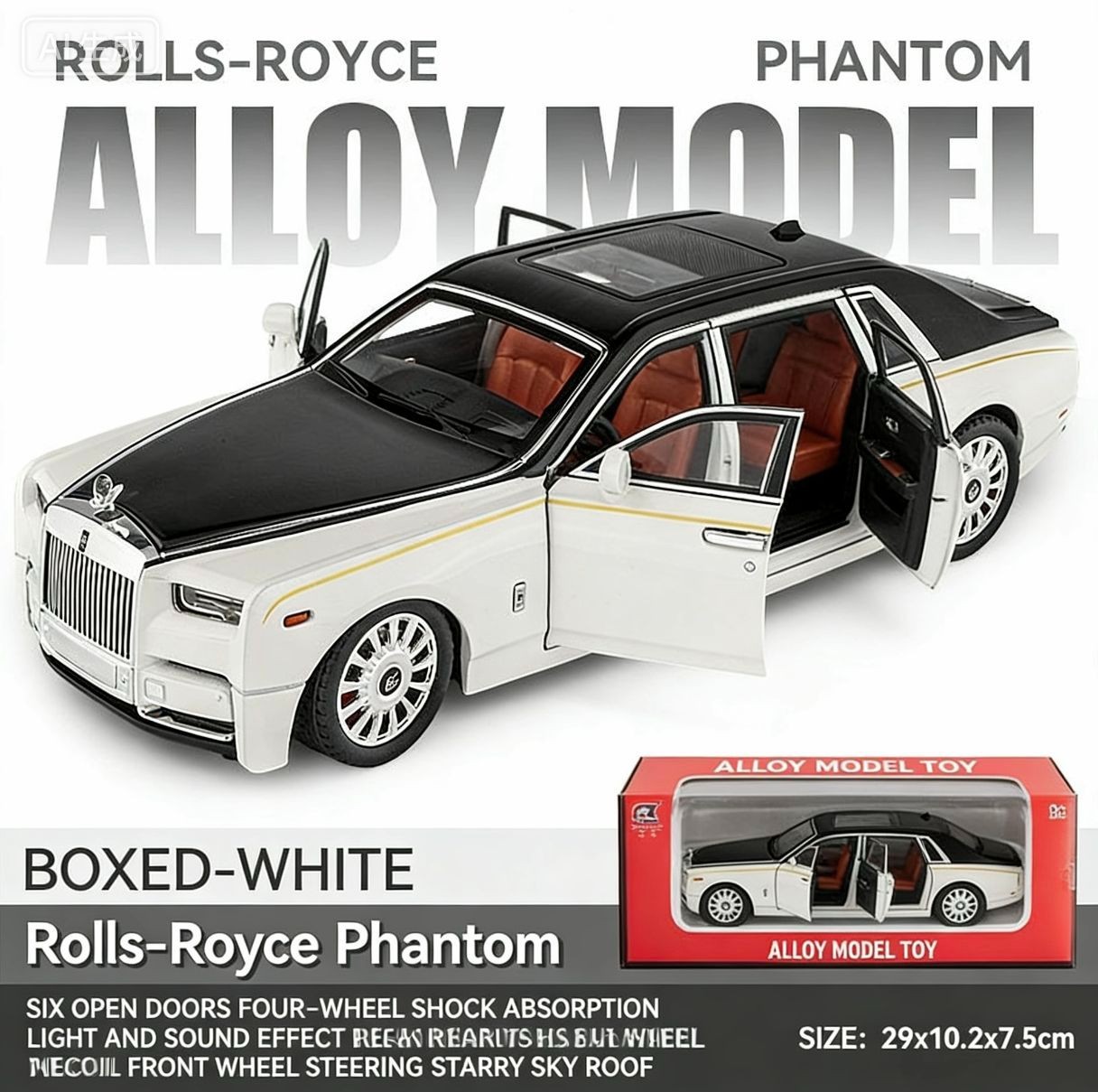 1:18 Rolls-Royce Phantom Car Alloy Model Diecast Collection Gift for Kids