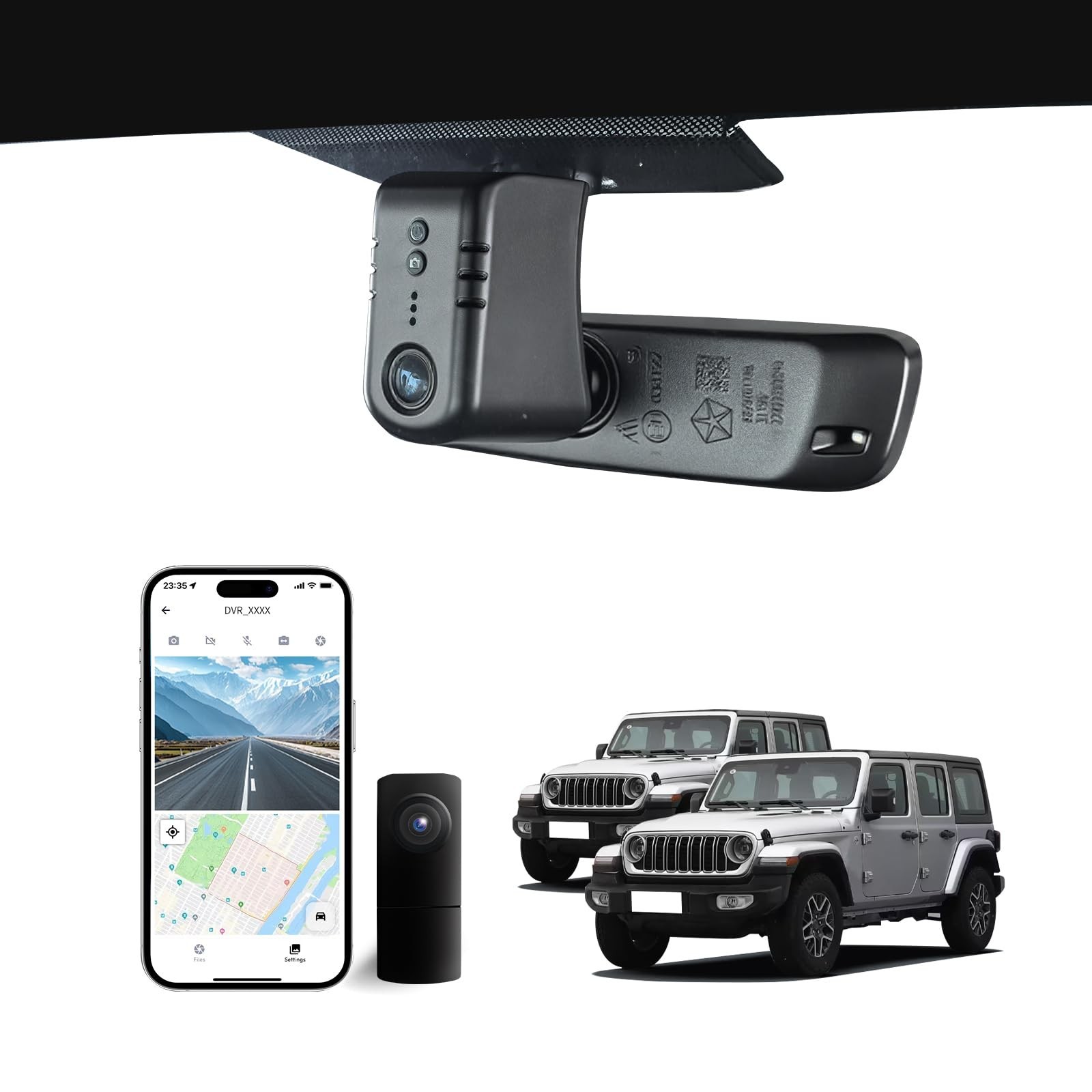 Front 4K Dash Cam for Jeep Gladiator JT 2018-2024 Mojave Overland & Wrangler ...