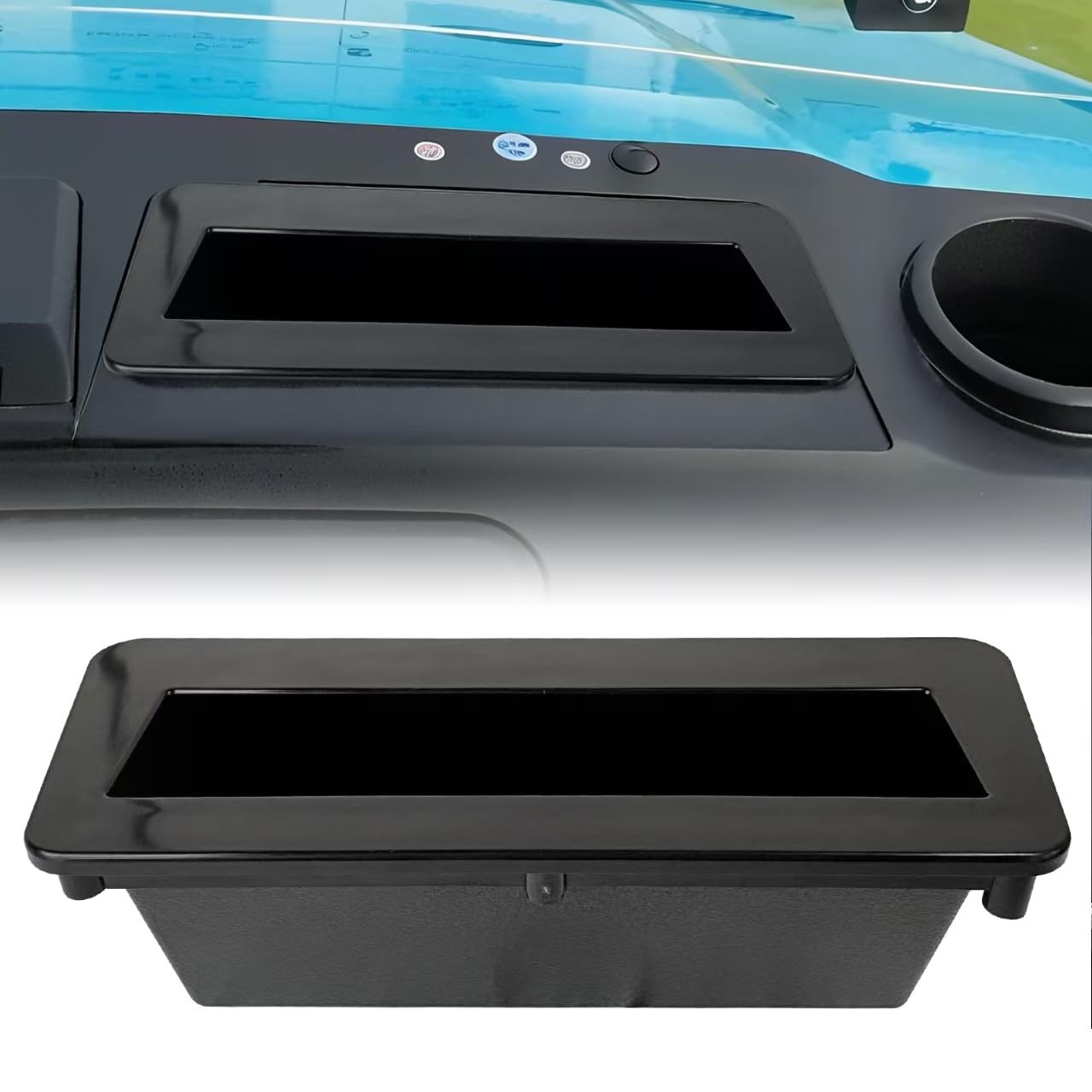 XINSTCO ABS Golf Cart Phone & Wallet Holder with Drain Hole, Black No Divider