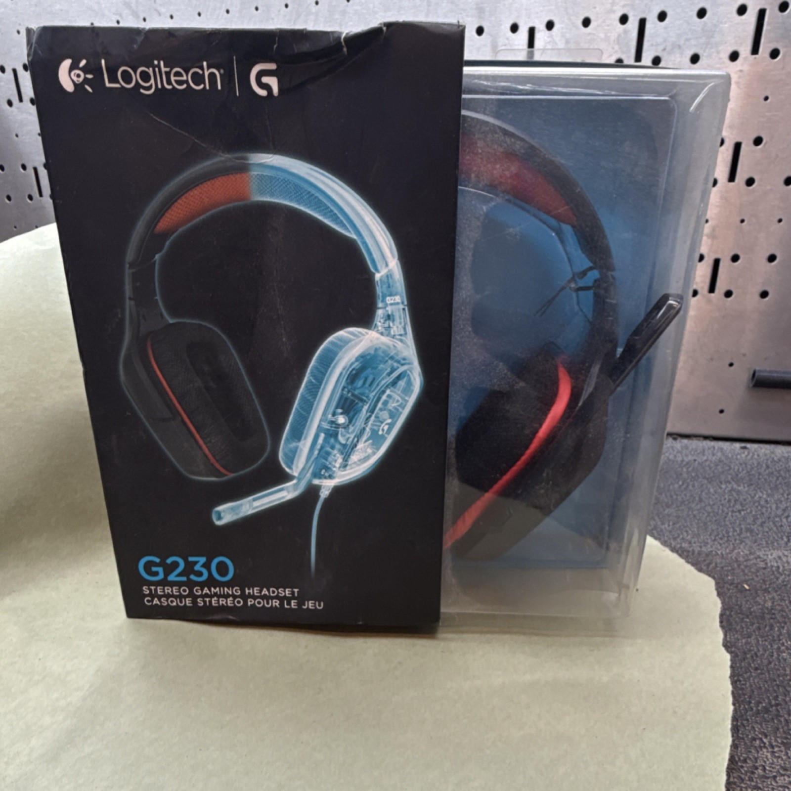 Logitech G230 Stereo Over-Ear Gaming Headset w/ Boom Mic, Black/Red/Blue