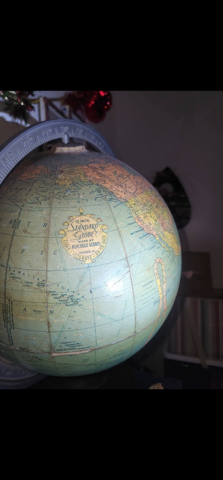 RARE Antique WW2 Era 1945 Replogle 12" Standard Tabletop Globe