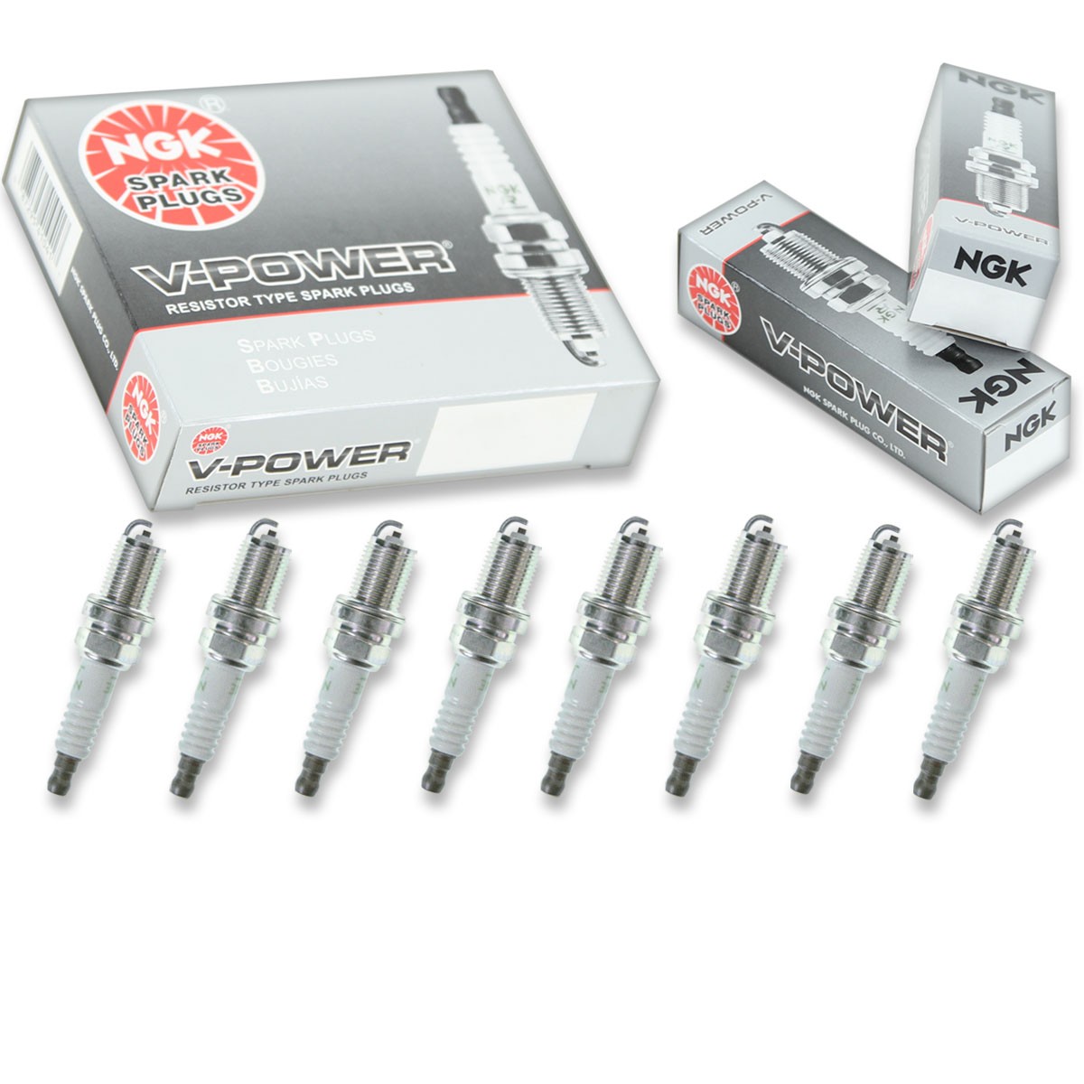 8pcs NGK 4421 V-Power BKR4E ATV Spark Plug Tune Up Kit Set vv