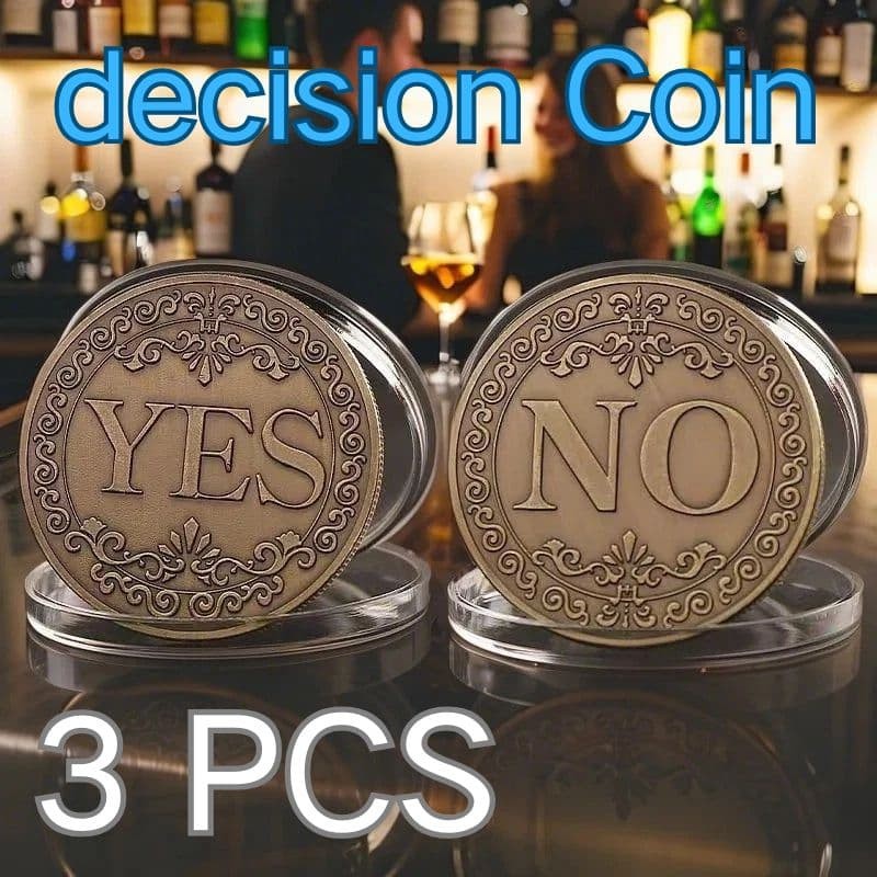 3 Set Yes/No Decision Coins Double-Sided Challenge Maker Lucky Metal Coin Gift