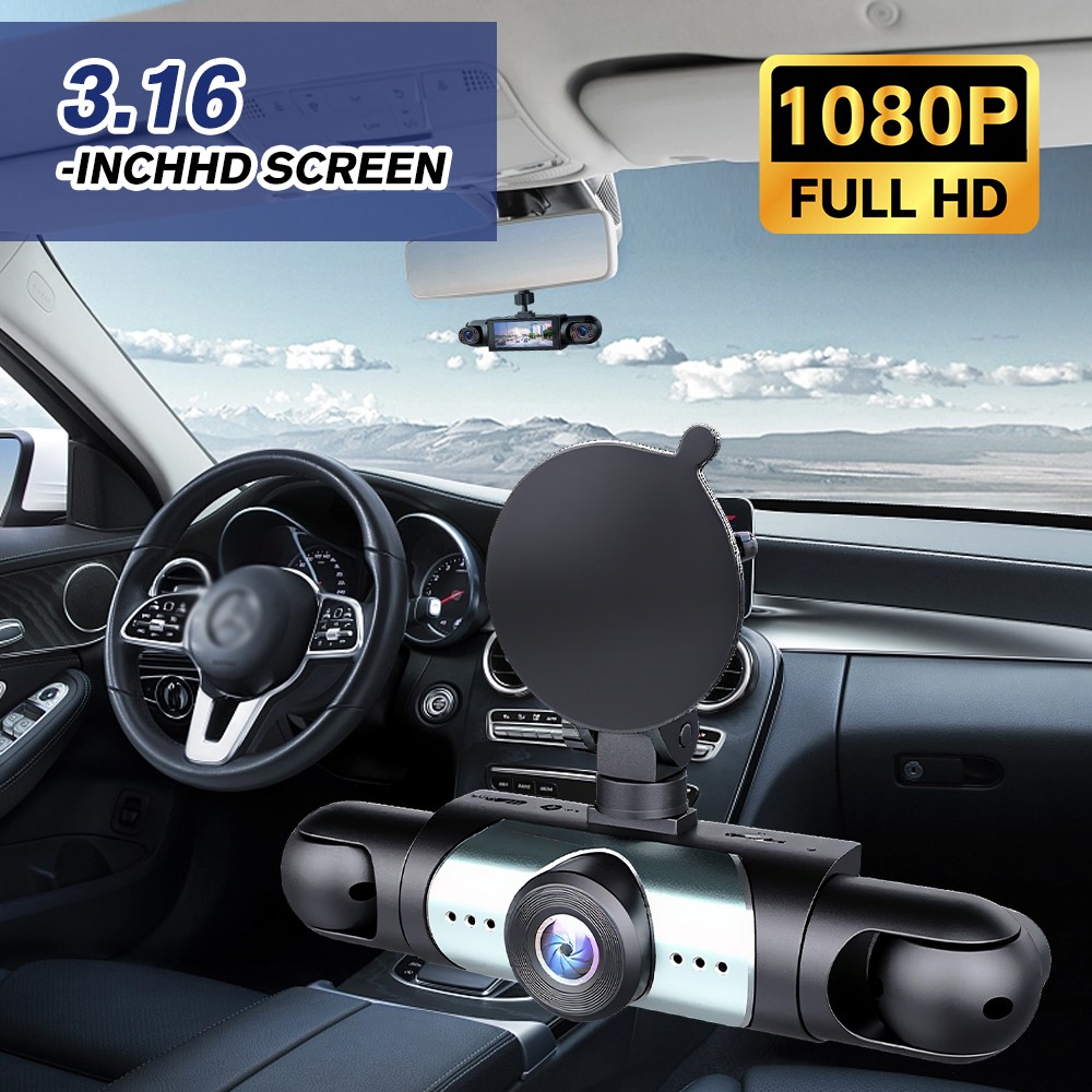 3Channel Dash Cam Front Inside and Left Right 1080P HD Dash Camera for Vehicles