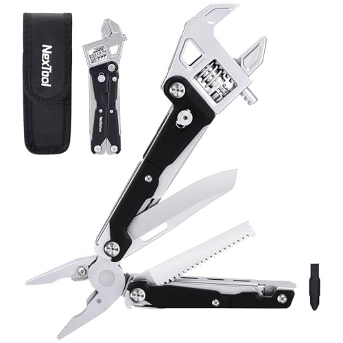 Adjustable Ratchet Wrench Multitool, 11-IN-1 Foldable EDC Tool Full Size W4