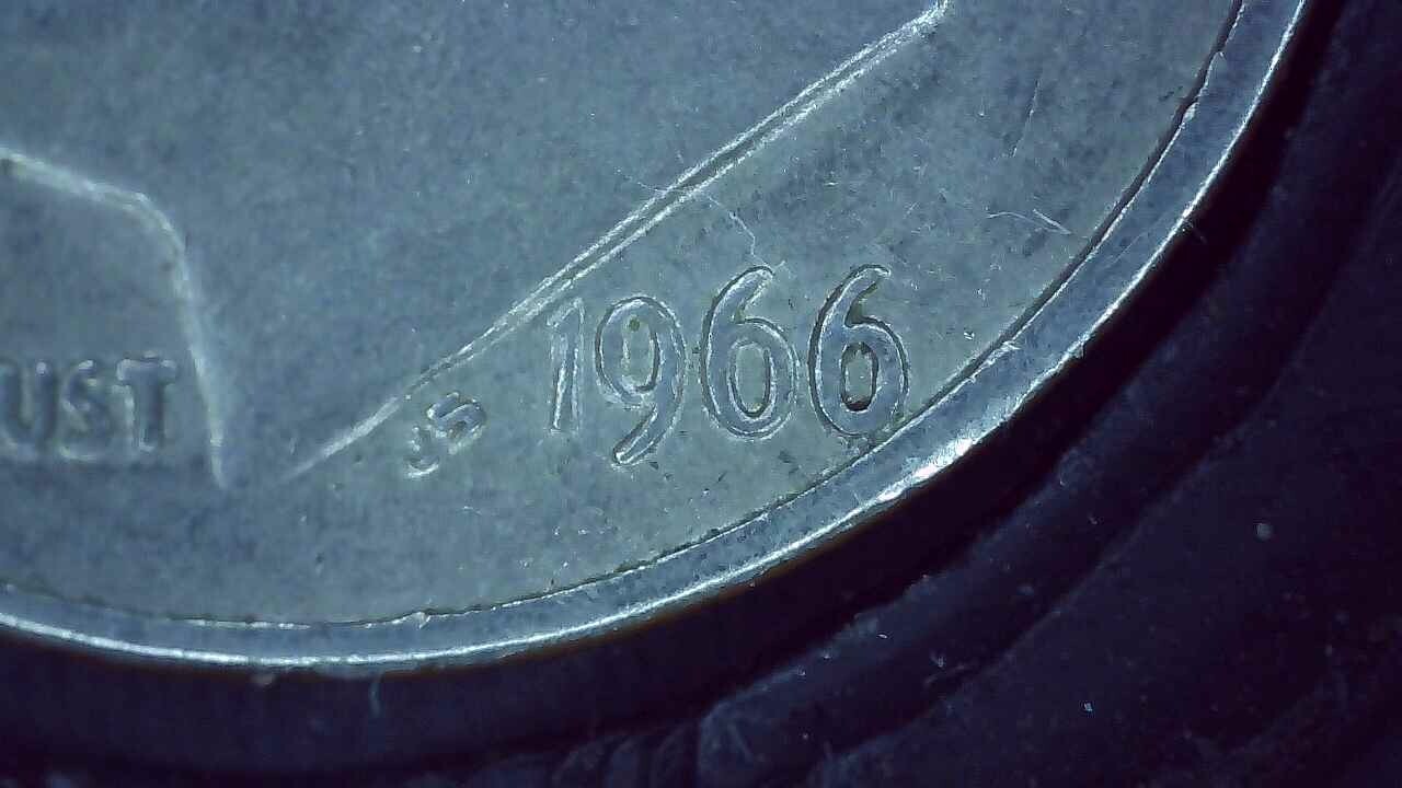 1966 Dime error DDR on flame