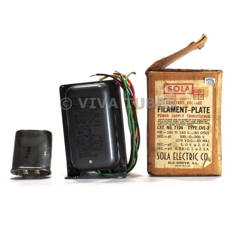 NOS NIB  Sola Filament-Plate Power Supply Transformer & Capacitor 300-0-300 6.3V