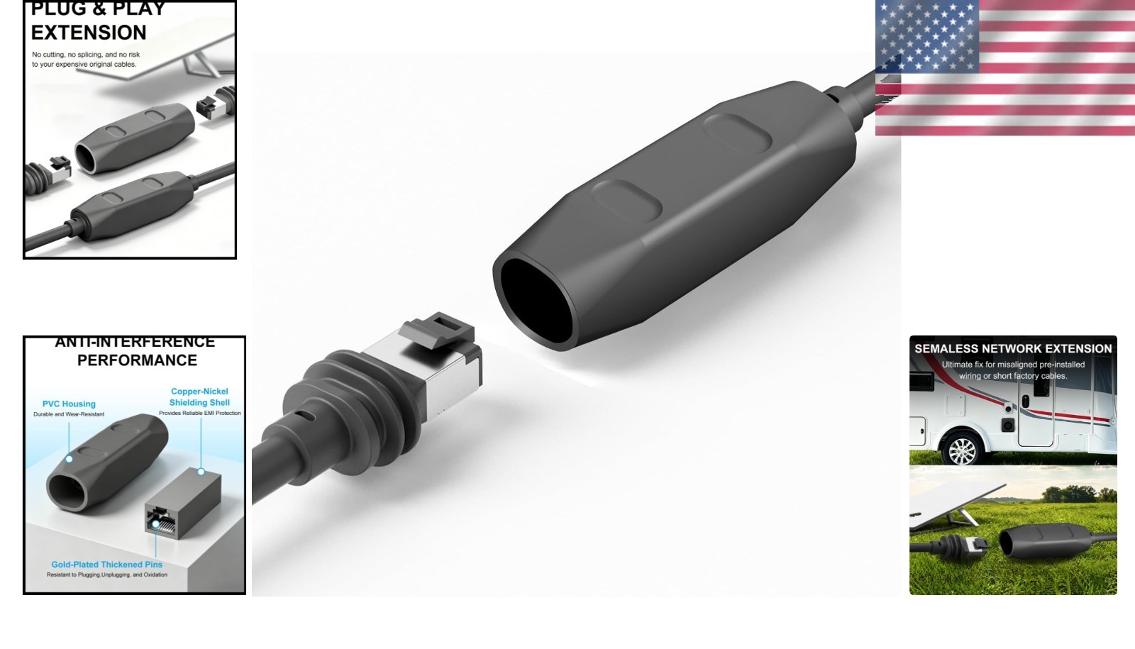 Waterproof Starlink Cable Coupler - Plug & Play 10Gbps RJ45 Adapter