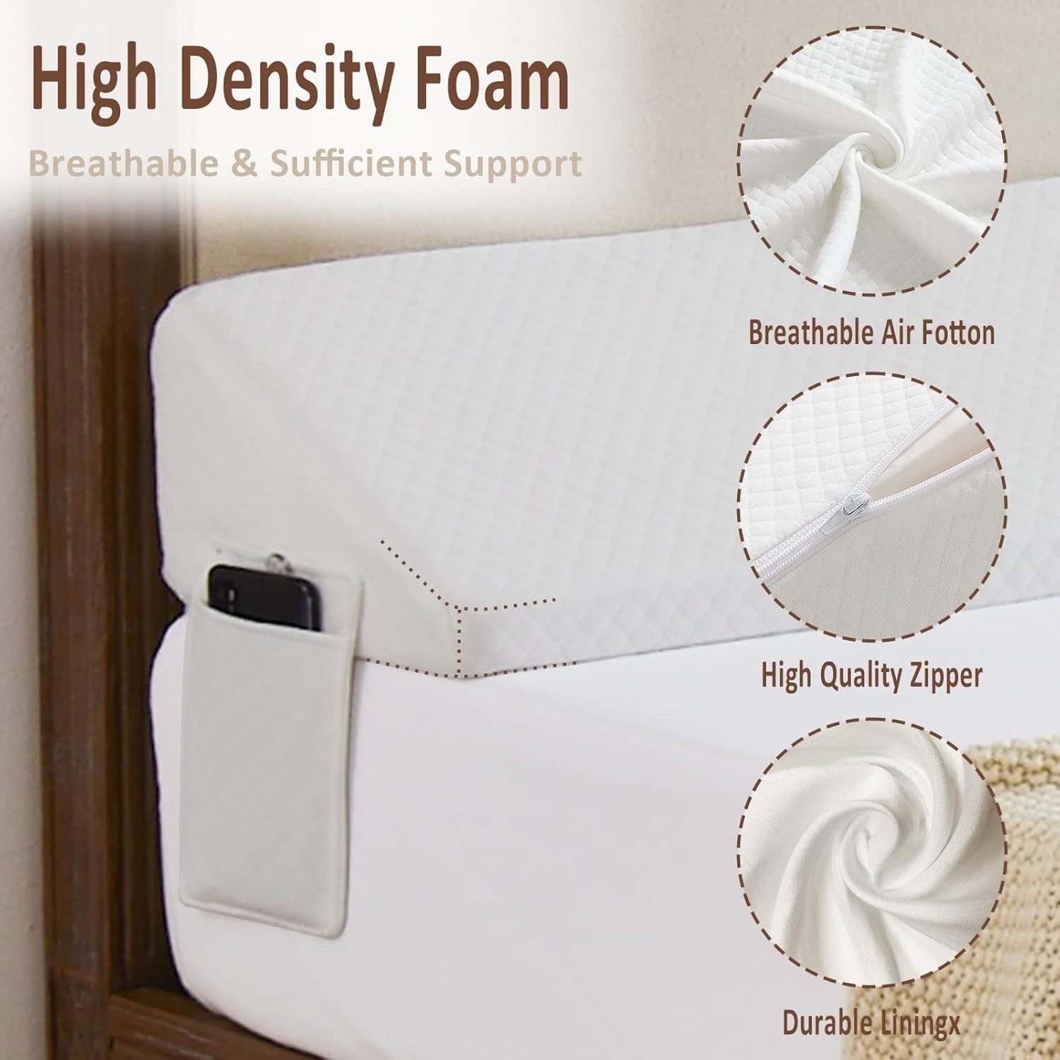 King Size（76"x10"x6"） Bed Wedge Pillow for Headboard - Bed Gap Filler0-8" - T...