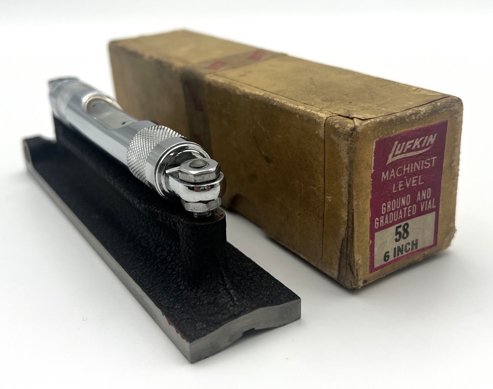 Vintage Lufkin No. 58 Machinist Level 6" Precision Spirit Level w/ Original Box