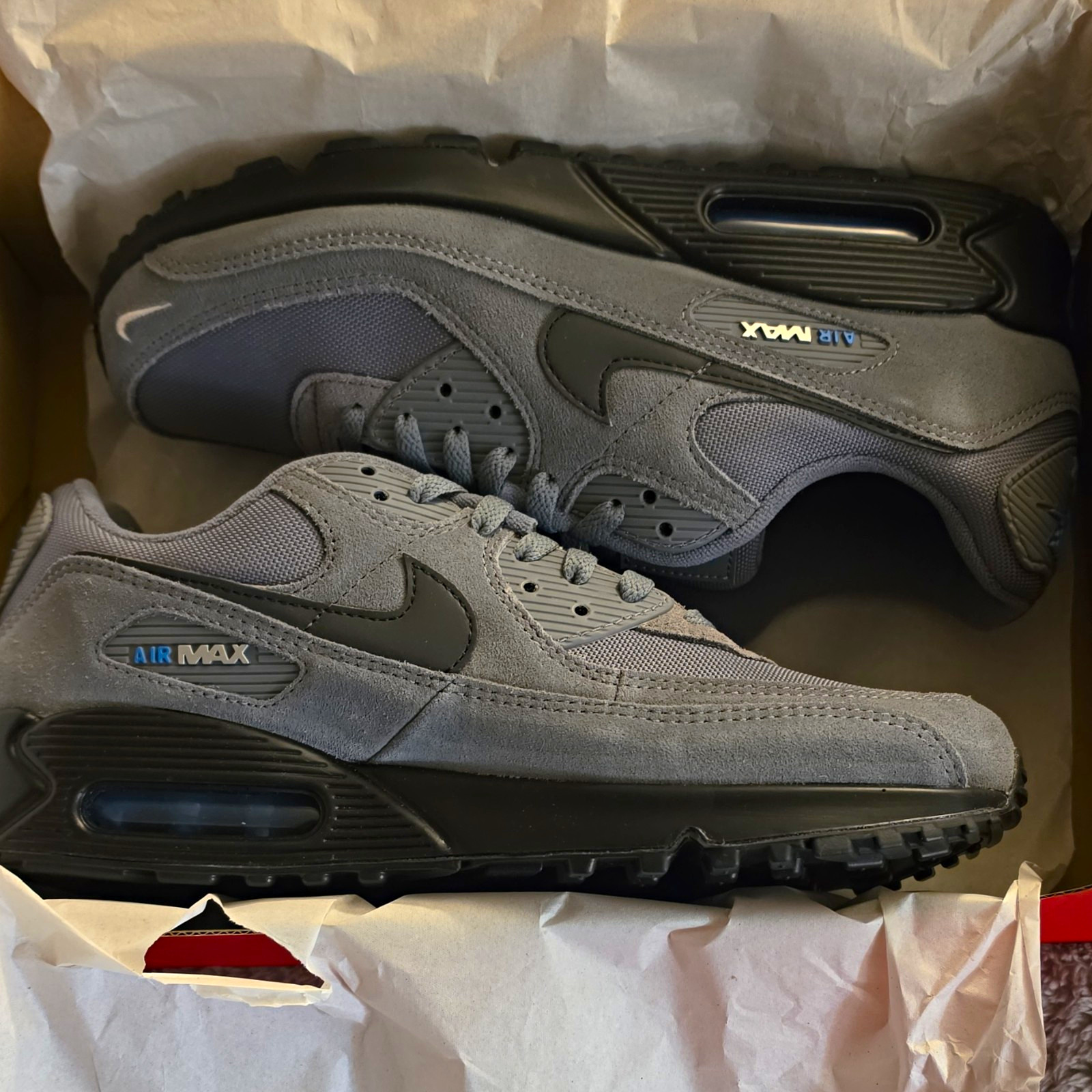 Nike Air Max 90 Smoke Grey/Light Photo Blue Black DO6706-002 Men's