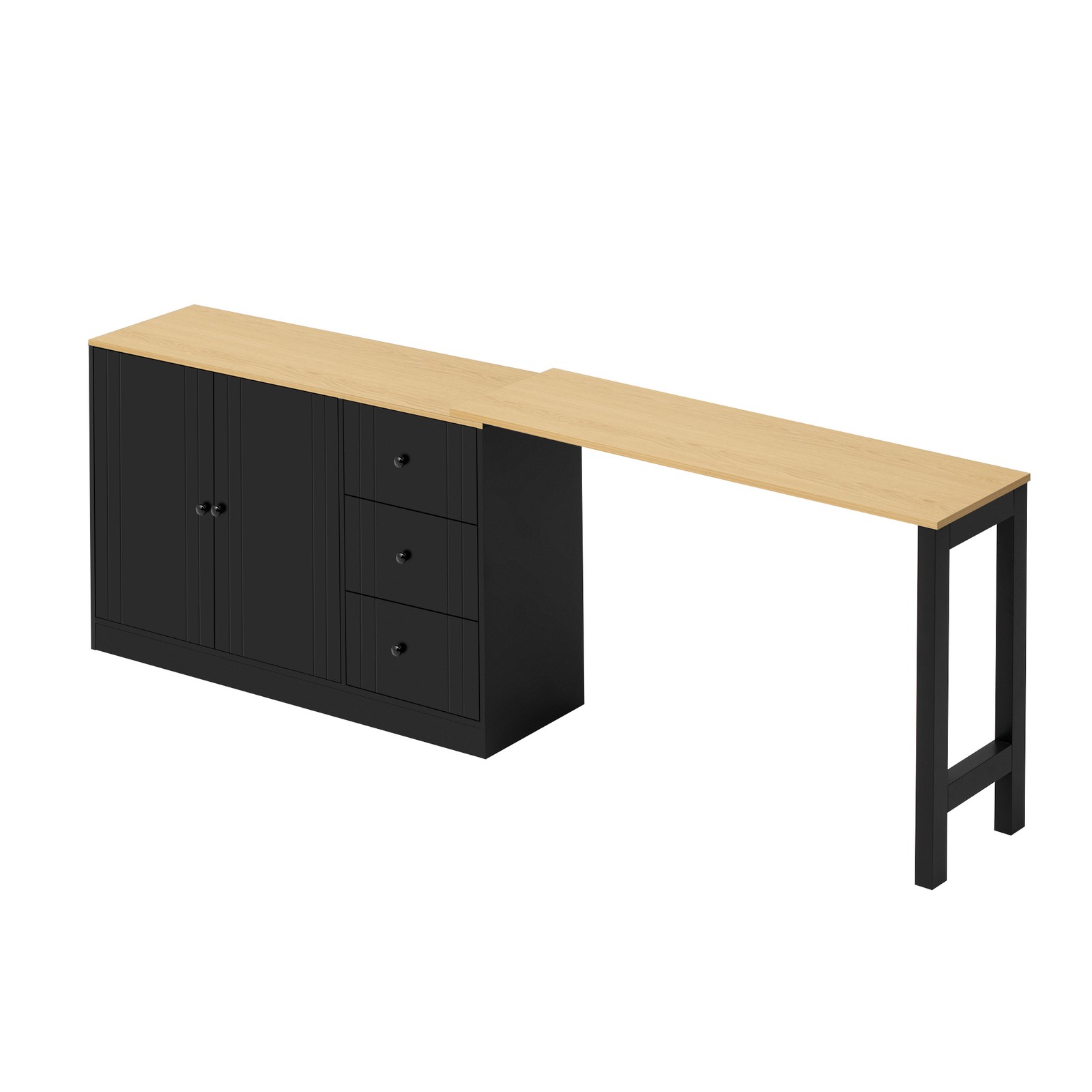 89.7''Wooden Sideboard with Extendable Table,Multifunctional Storage Cabinet*