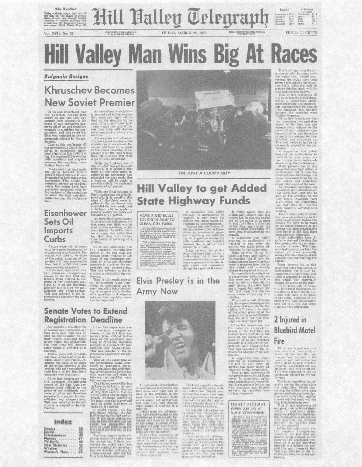 1985 Back To The Future Hill Valley Telegraph Wins Big At Races Biff Replica
