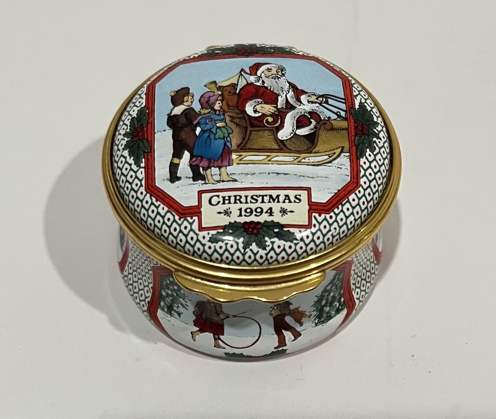 Halcyon Days English Enamels Christmas 1994 Trinket Box