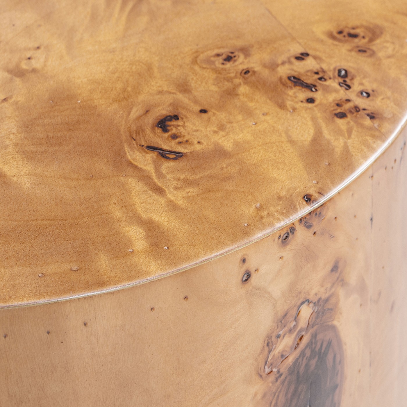 Nebula 29.5" Burl Accent Pillar Side Table with Warm Natural Brown Solid Wood