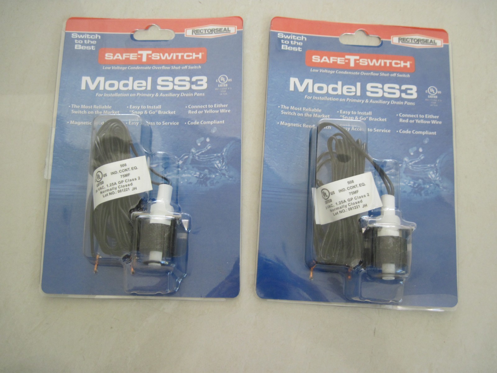 2X RectorSeal Safe-T-Switch Model SS3 Safe T Switch Condensate Overflow Shut-Off