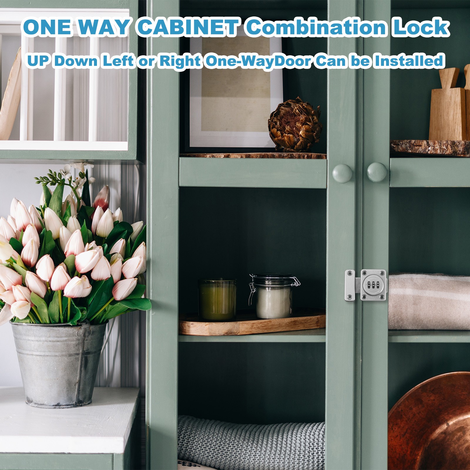 Cabinet Combination Lock with L-Screwdriver Silver